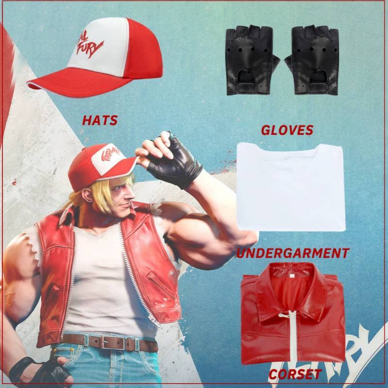 Street Fighter Terry Bogard Cosplay Suit With Polyester Material For Anime Conventions M