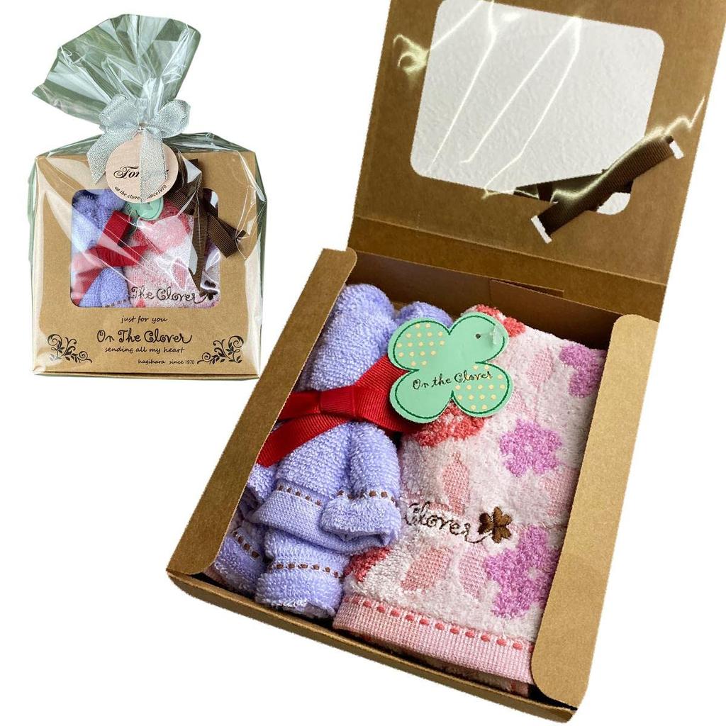 Cute Gift Box with Towel Bear and Washcloth Perfect for Elementary White and Hagiwara Bear Towels Flower Pattern (hand Towel). Kindergarten, School,