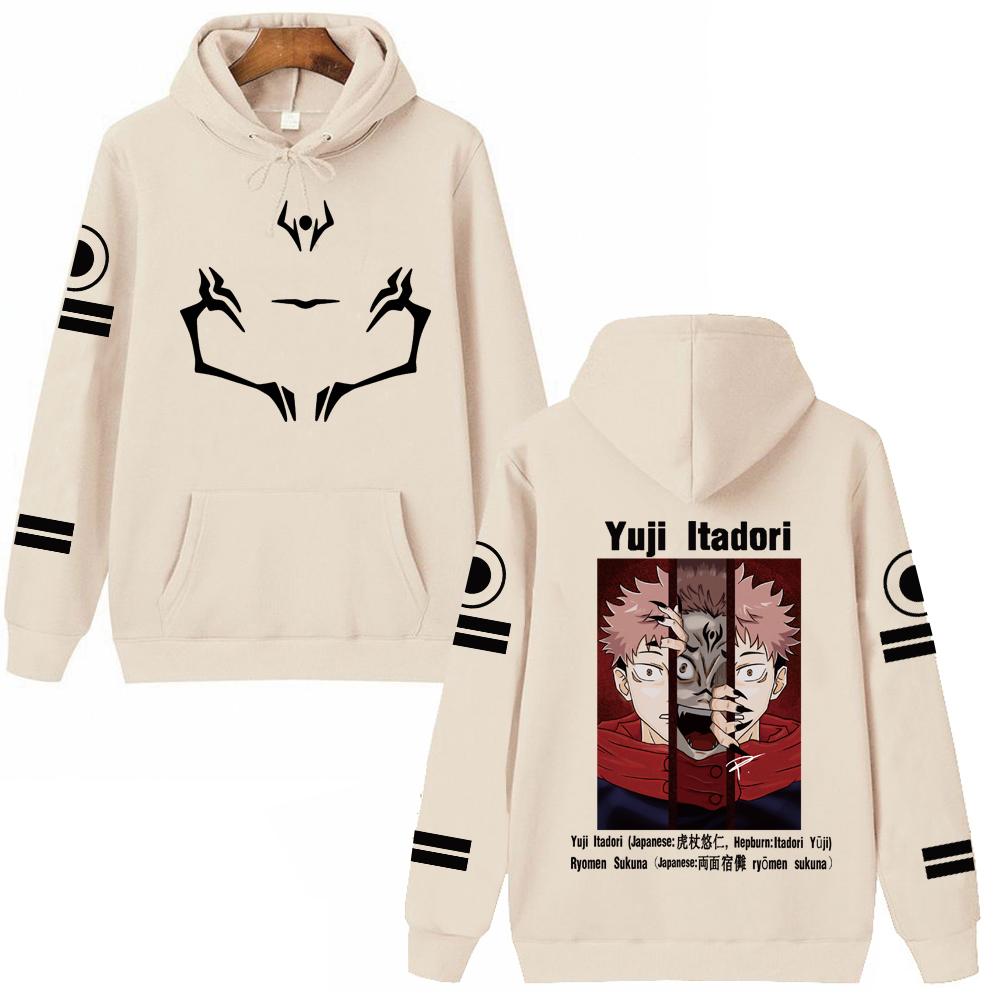 Jujutsu Kaisen Yuji Itadori Anime Graphic Hoodies Vintage Oversized Hooded Hip Hop Long Sleeves Cotton Hoodie Men Women Clothes