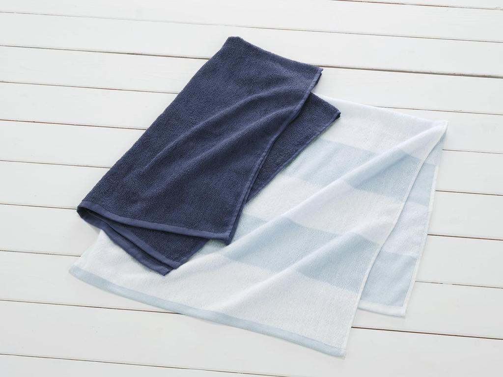 Kosugizen Mini Bath Pastel Border Small Bath Towels for Daily Set of Towels, & Color, Blue, 50x100cm, Use, 2, ZGTF-471-2BL