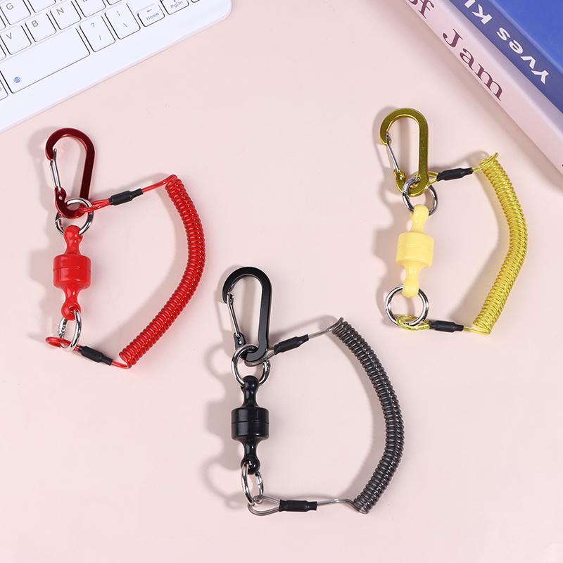 Magnetischer Netzfreigabehalter Mit Spiralkordel Fliegenfischerwerkzeuge Starker Magnet Karabiner Schnelles Schloss Anti-Drop Seil Zubehör