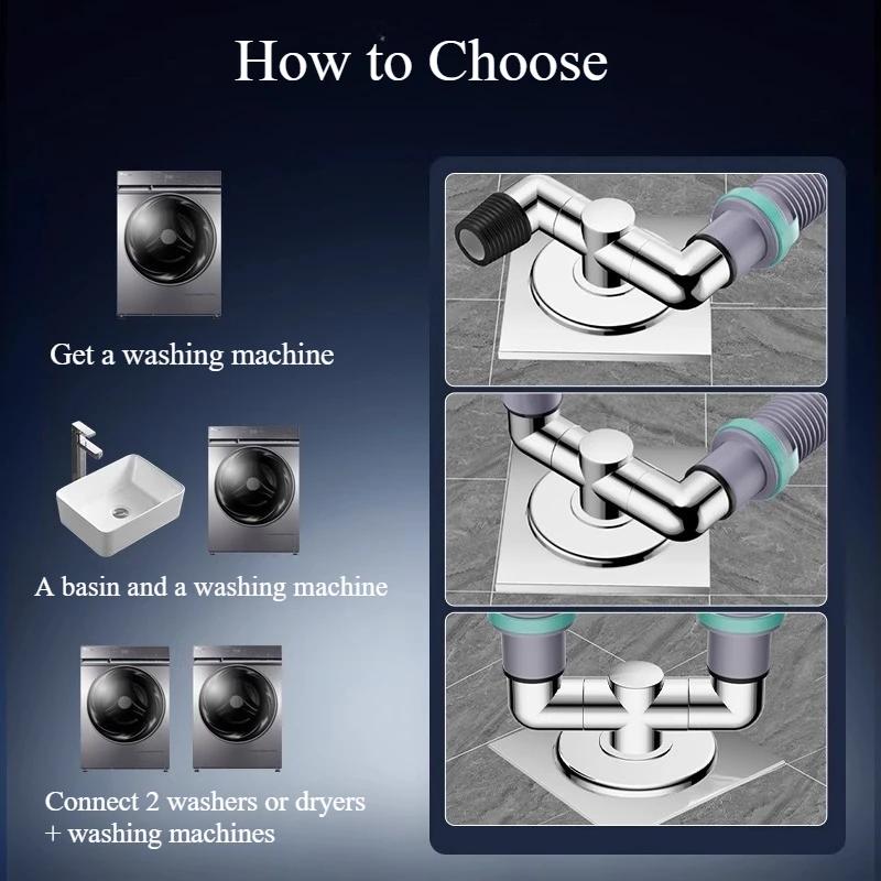 Downpipe Washing Machine Deodorant Three Head Through Drain Pipe Floor Drain Special Joint Deodorant Overflow Three-way Shunt