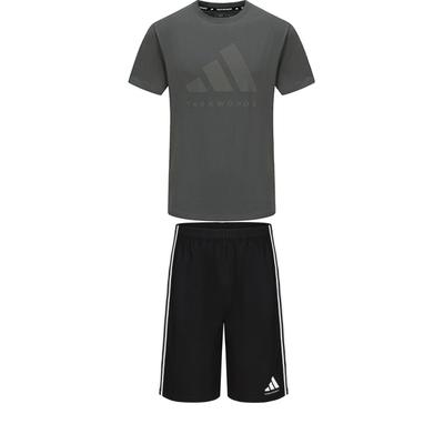 adidas Taekwondo Comfortable Round Neck Pullover Simple Short Sleeve T-Shirt Fashion Lace-Up Shorts Casual Sports Suit ADICLTS24TK-GFC+S21ATMSH2T-BW