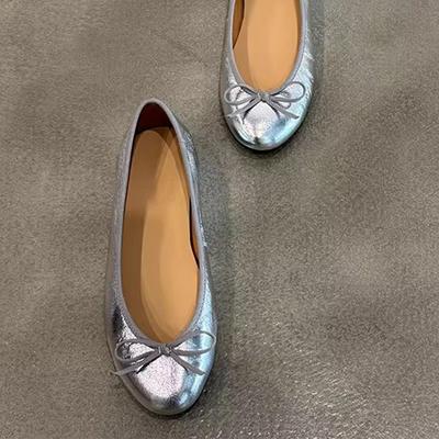 ~ With Skirt Round Head Flat Bottom Ballet Shoes Bow Autumn New Super Shallow Single Shoes Women