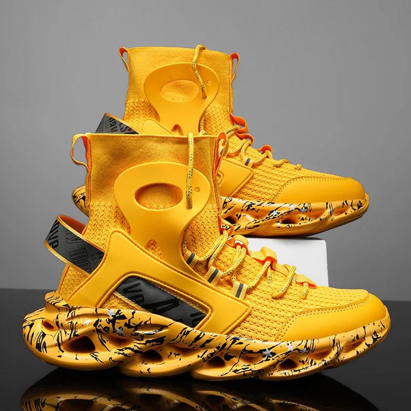 New Exquisite Men's Sneakers High Top Trend Versatile Casual Shoes Mesh Breathable Lightweight Sports Running Shoes