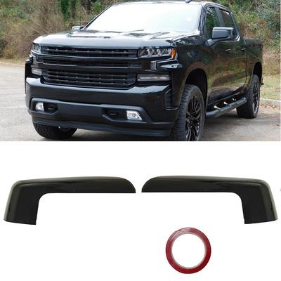1 par högglans svart backspegelkåpa för Chevy Silverado 2019-2024