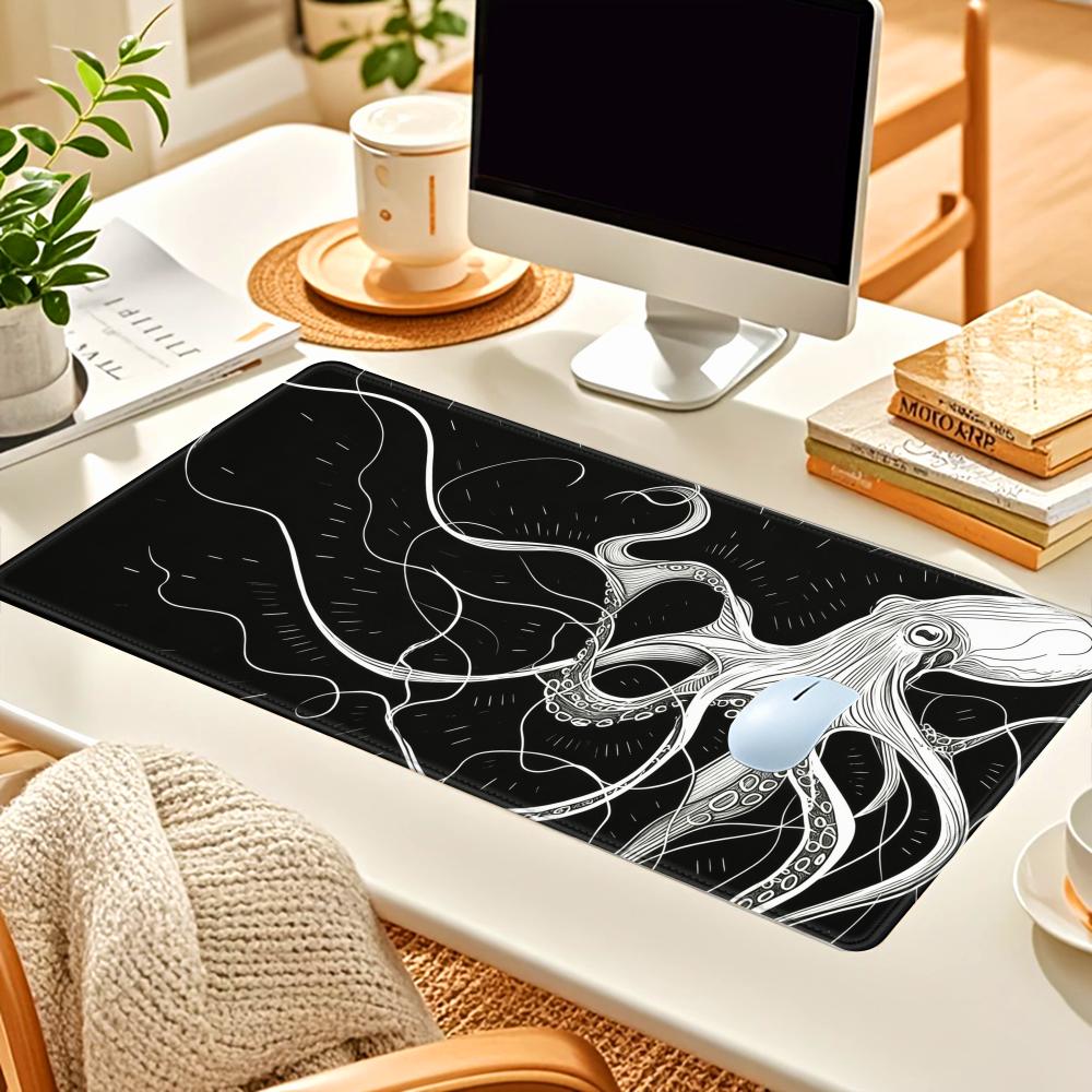 HYBXAXC Octopus Mouse Pad Black and White Desk Pad Minimalist Mouse Pad for Home Office or Gaming Setup