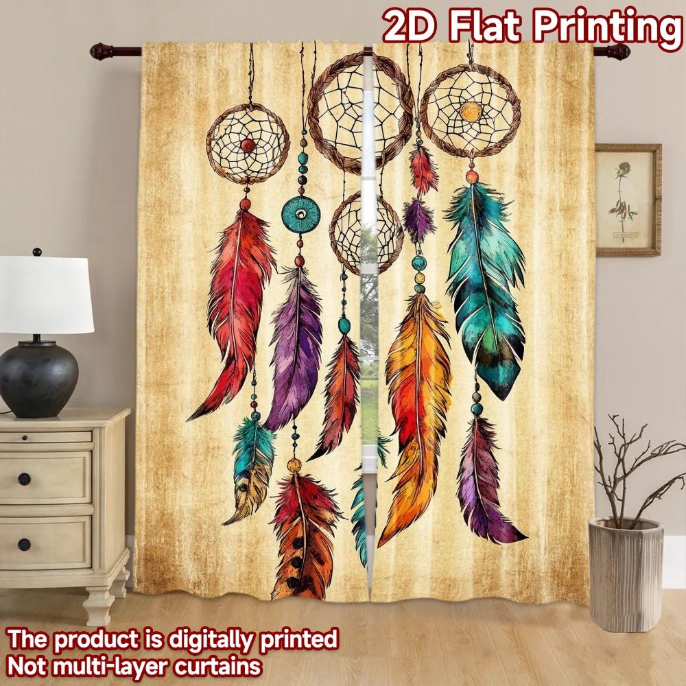 2D Flat Photography Backdrop Photography Backdrop Colorful Dreamcatcher Feathers 100% Polyester Family Party for Suitable