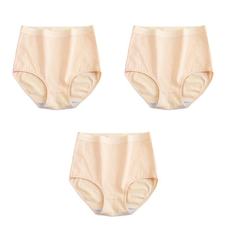 YUOOLAR 3 Adet/Grup M-XXXL Büyük Beden Pamuklu Kadın Külot Nefes Alabilen Yüksek Bel Külot Rahat Düz Renk İç Çamaşırı Yumuşak Külot
