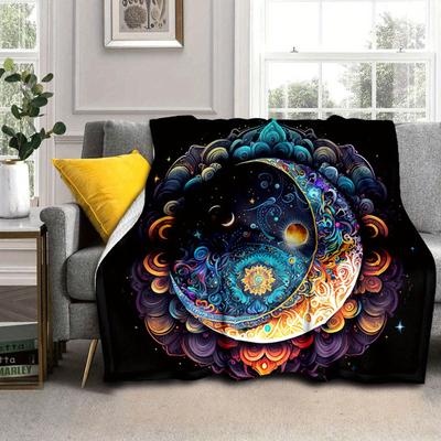 1pc Beautiful Moon Printed Blanket,Soft And Comfortable Blanket, Travel Sofa Bed, Office Home Decor, Birthday Gift Blanket, Boys, Girls