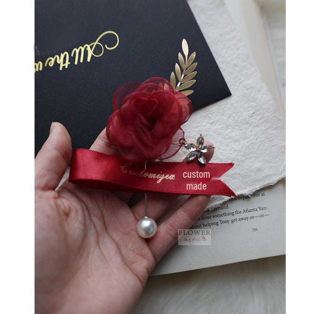 Korean Pearl Bridesmaid Corsage Bracelet - Elegant Floral Hand Accessory for Parties & Weddings