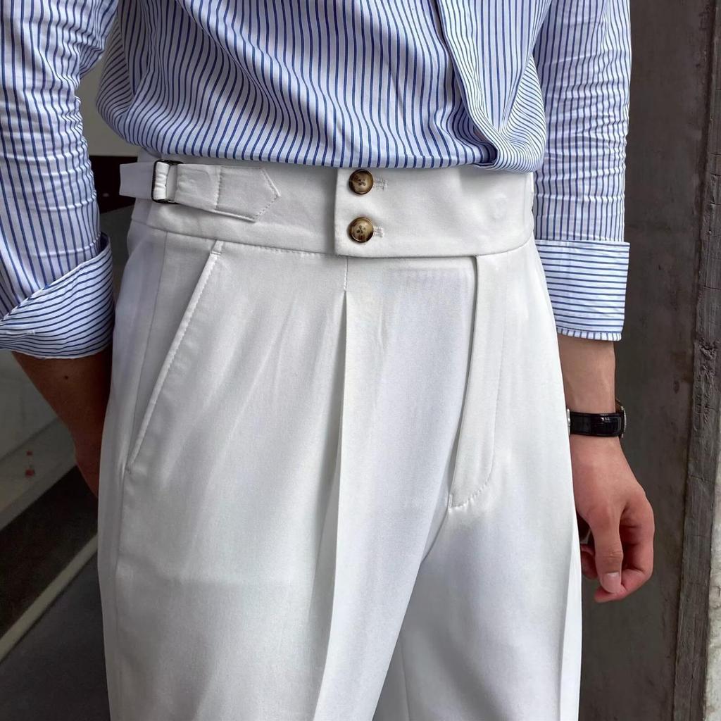 Men's British-Style Wrinkle-Resistant Dress Pants - Casual, Versatile, and Stylish French Suit Trousers