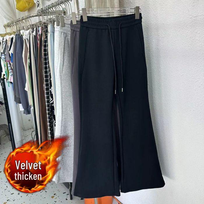 

Women s High Waist Velvet Flare Pants - Petite, Slimming, Floor-Length Sweatpants for Autumn/Winter L