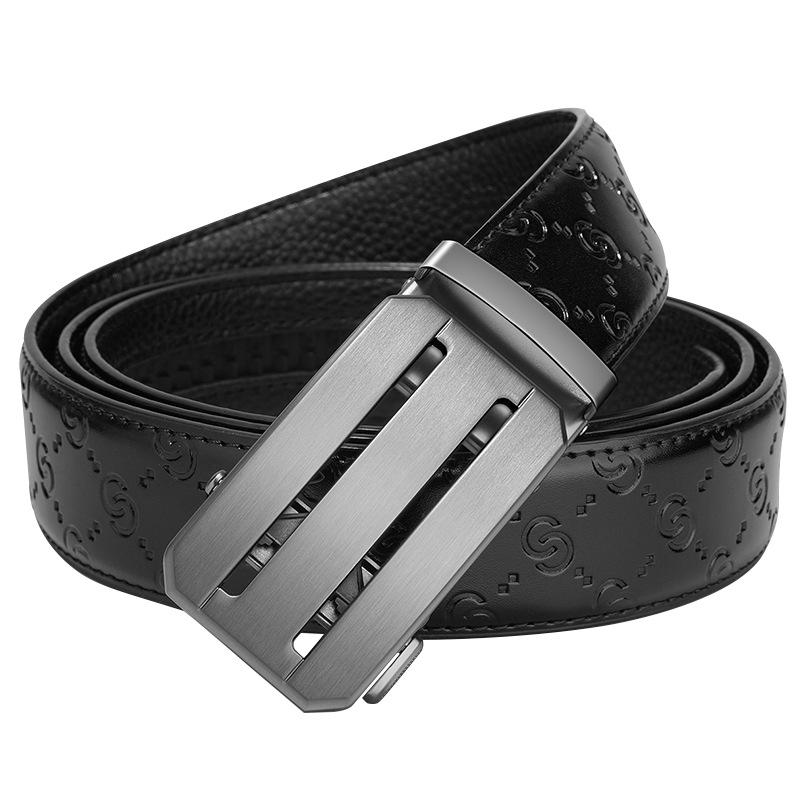 Men'S New Belt Leather Travel Premium Business Belt Simple Casual Versatile Automatic Buckle Belt