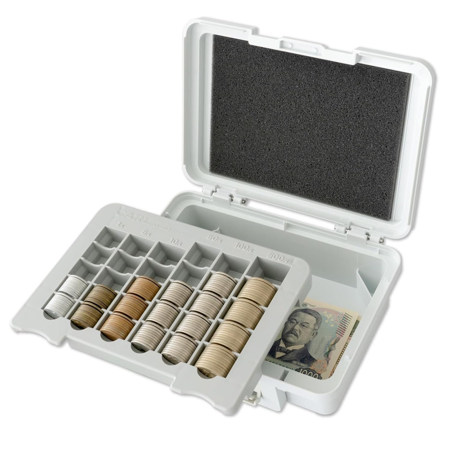 

Carl Portable Cash Case Made Japan Coin Household Simple Safe Bill Storage White CX-003-W
