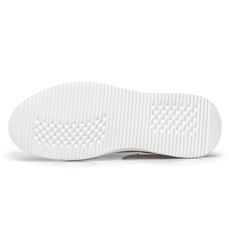 Men's Plus Size Korean Style Casual Cowhide Low-Top Lace-Up Sneakers - Trendy All-Season White Shoes