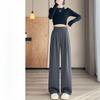 Navy Blue Narrow Version Suit Pants for Women In Spring and Autumn New Style Small Straight-leg Casual High-waist Drooping Wide-leg Pants