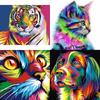 Vibrant Abstract Tiger And Lion Canvas Art For Modern Living Room Decor 40x30cm