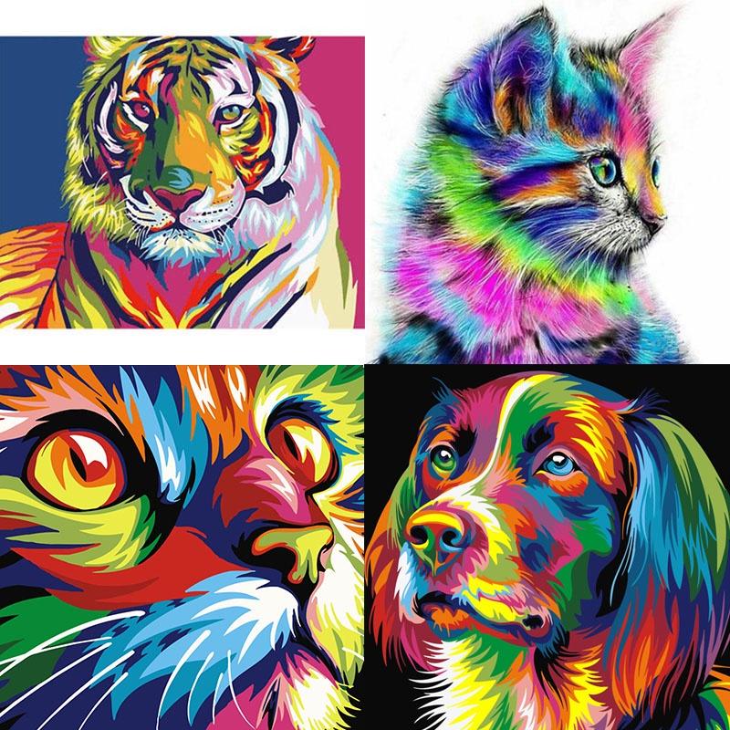 Vibrant Abstract Tiger And Lion Canvas Art For Modern Living Room Decor 40x30cm