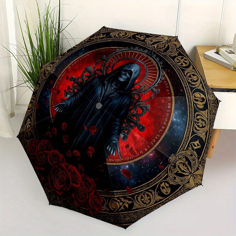 

Dark Mystic Roses: Gothic Art Print Poster Umbrella, Cute Umbrella with Cute Design, Portable 3-Fold Compact Umbrella for Men & Women, Valentine s Day