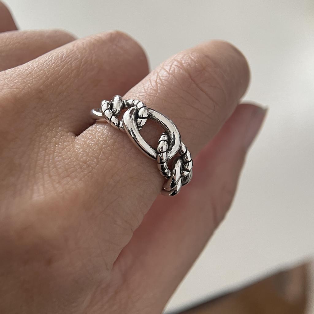 925 Sterling Silver Rings for Women Couple Minimalist Handmade Simple Retro Chain Ring Party Jewelry Gift Prevent Allergy