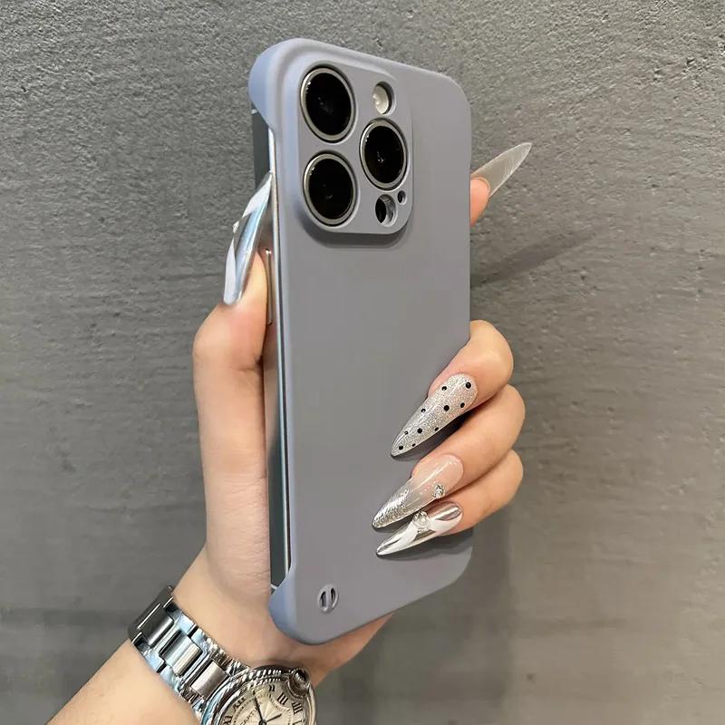 Luxury No Borders Matte Phone Case For iPhone 11 12 13 14 15 Pro Max 7 8 Plus X Xs Max XR Mini Ultrathin Bumper Cases Cover