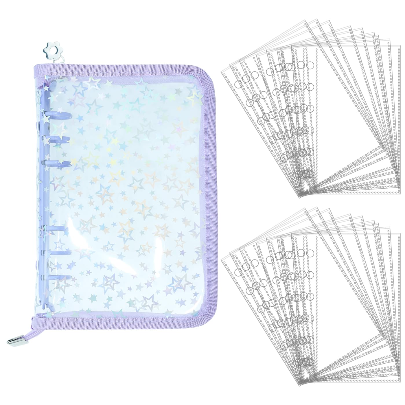 

TAMDESG A6 Binder Sticker Album 20 Sheets Transparent Dustproof Sleeve Star Pattern Sticker Storage Photo Protector