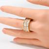 Vintage Inlaid White CZ Women's Ring Aesthetic Gold Color Geometry Daily Wear Party Jewelry Anniversary Gift