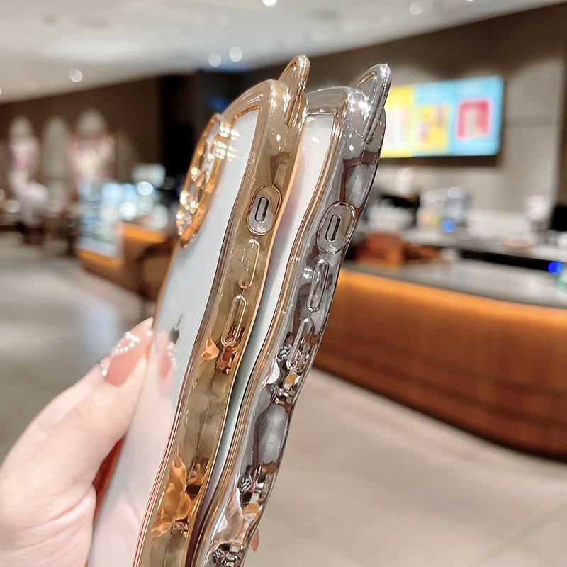Überzug niedliche 3D-Katzenohren Welle klare Telefonhülle für iPhone 13 11 12 Pro Max Xs Max Xr X klare transparente stoßfeste weiche Abdeckung