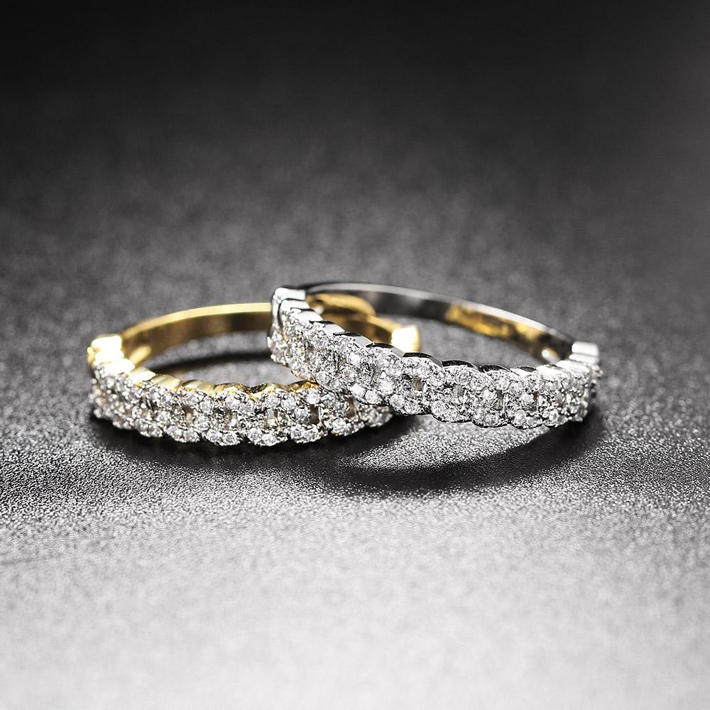 Gold Stacking Rings for Women Hollow Micro-inlaid Zircon Crystal Punk Korean Jewelry R733