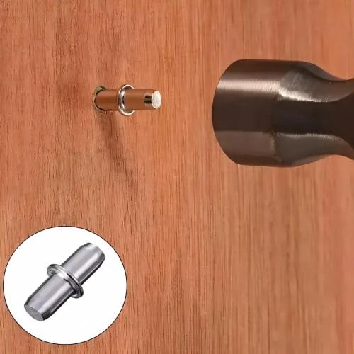 BLOOPIC Shelf Dowels, Set of 20, 5mm Insert Type, Metal Shelf Support Pins, Shelf Support Pins for Furniture Fixing, Bookshelves, 17x5mm (Silver, A)