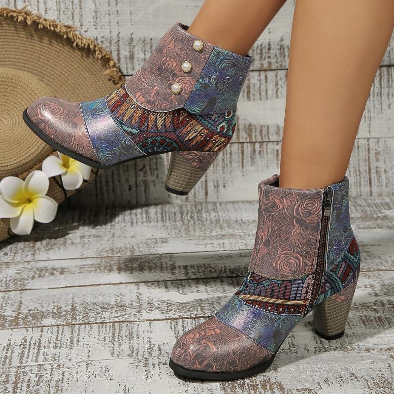 New Winter Splicing Martin Boots Fashion Thick Heel Women's Short Boots