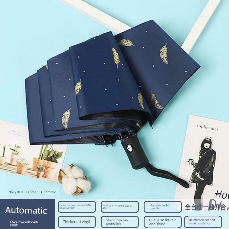 Umbrella Female Oil Painting Cute Black Glue Sun Shade Rain Dual-Use Automatic Foldable Ins Sun Umbrella Sun Protection UV Protection