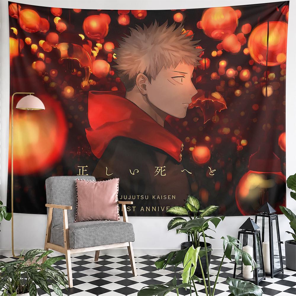 Charming Jujutsu Kaisen Wall Decor, Classic Red Charming Look, Great Fit for Living Room Sofa and TV Area with Warm with Flair with Calm Mood