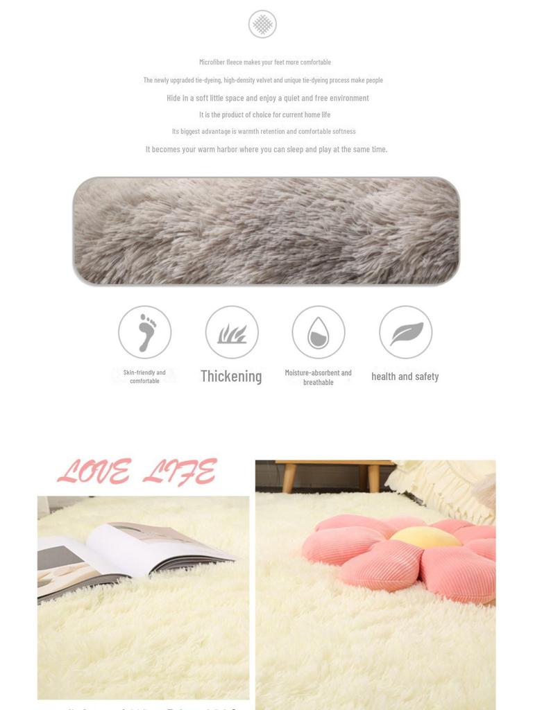 Plush Long Hair Bedside & Living Room Carpet