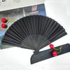 Bliingdom Black Folding Hand Classic Style Fan Fabric Bamboo Ribs Hand Held Chinese/Spanish Foldable Fan for Wedding, Party Favor, Performance,