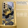 Black Gold Peony Flower For Samsung A 01 52S A04 A05S A10 A12 13 22 23 24 36 42 M02 Note 10 20Ultra 8 9 Golden glass phone case