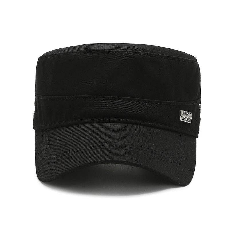 Fashion military hat Men's hat Shade sunscreen Heroic tall and straight flat top military hat Cotton comfortable atmosphere Sports hat
