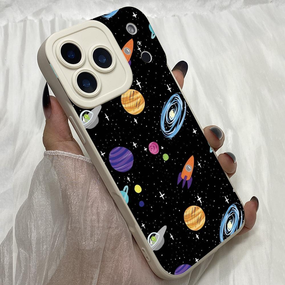 M284 Black White Moon Stars Space Astronaut art Angel Eyes Soft Phone Cases for iPhone Samsung Xiaomi Rdemi Huawei Honor Infinix Realme OPPO All Model