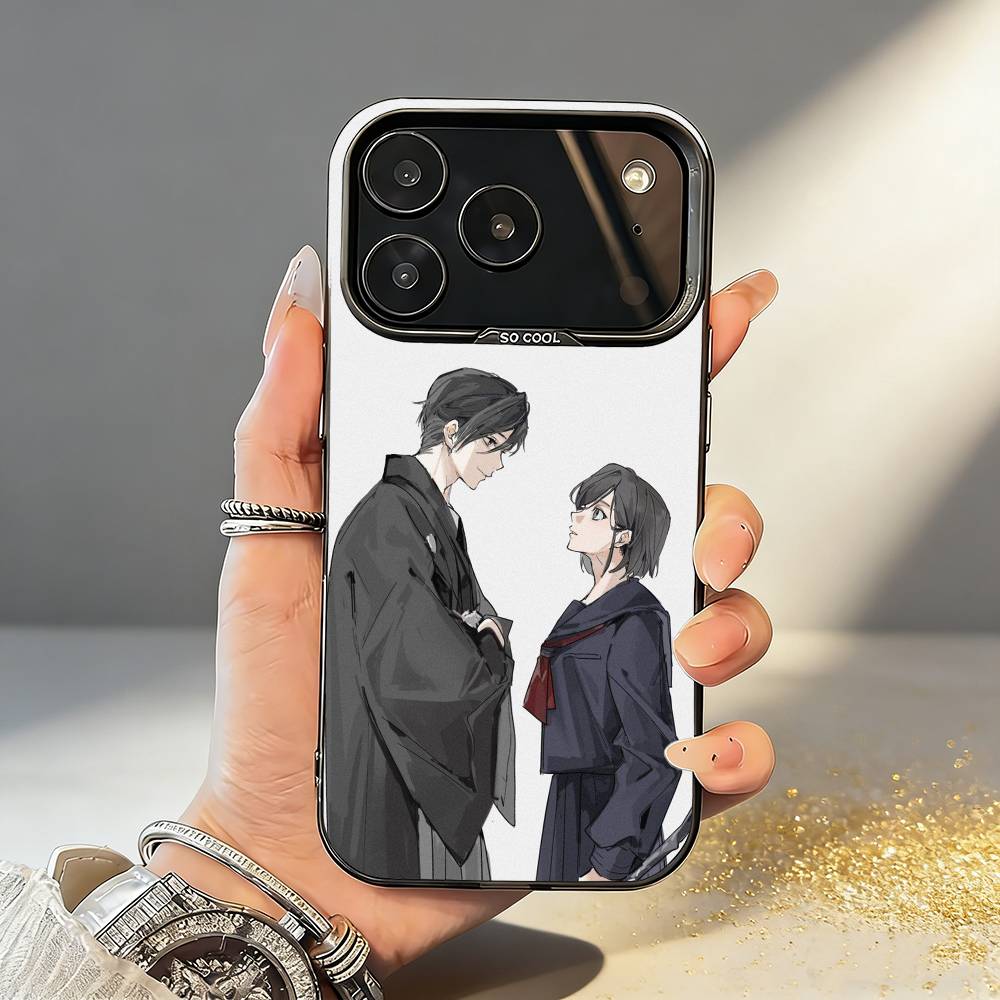 Mr. Masked Fox and the Female Student Phone Case For iPhone17,16,15,14,13,12,11,Pro,MAX White Matte Shockproof Cover