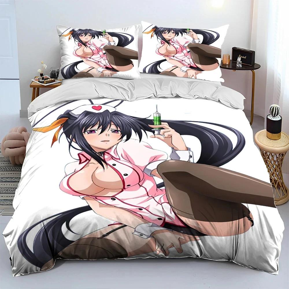 Sexy Girl High School DxD Anime Comforter Bedding Set,Duvet Cover Bed Set Quilt Cover Pillowcase,king Queen Size Bedding Set Boy