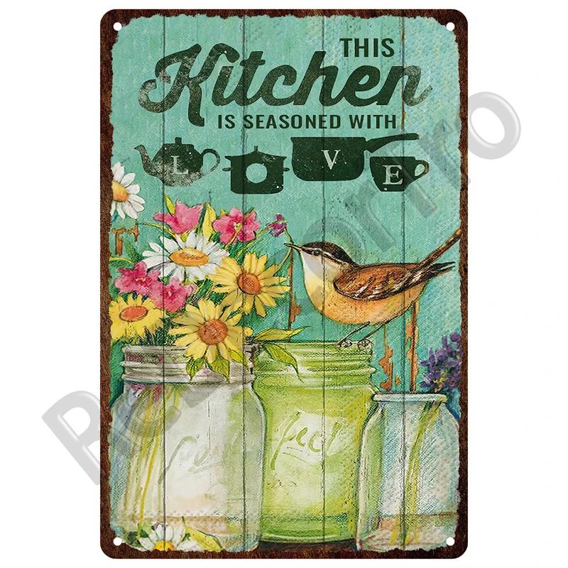 Metal Sign Wall Decor For Cafe Home Garden Farm Beach Hut Outdoor Vintage Tin Sign Flowers Birds Car Metal Plaque Welcome Poster