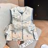 Vest New Antique High-end Buckle Vest High-end Young Printed Top Women's Clothing