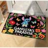 Stitch Welcome Door Mat Non Slip Polyester Floor Mat Flowers and Butterfly Entrance Bathroom Entrance Home Decoration  Rugs