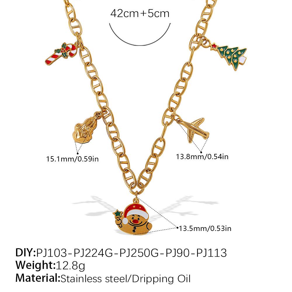 Fashion DIY Colorful Cartoon Pendant Necklace Stainless Steel Gold Plated Trend Jewelry