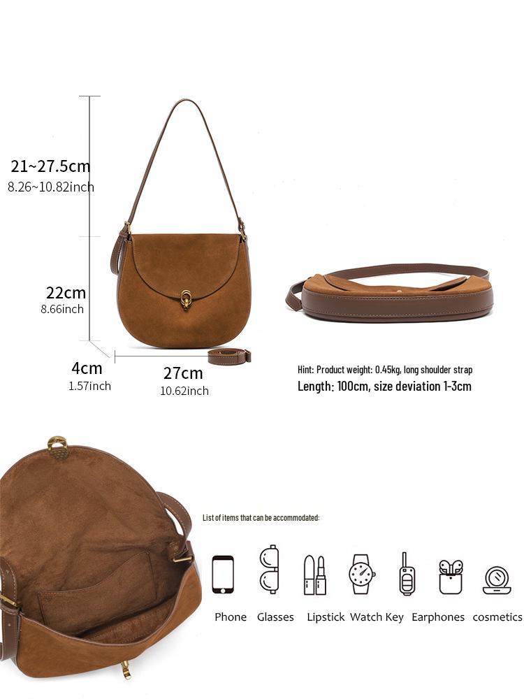 Matte Echtleder-Rindsleder Crossbody Satteltasche für Damen - Modisch, Vielseitig, Einzelschulter-Design für den Herbst