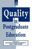 The Quality In Postgraduate Education Book