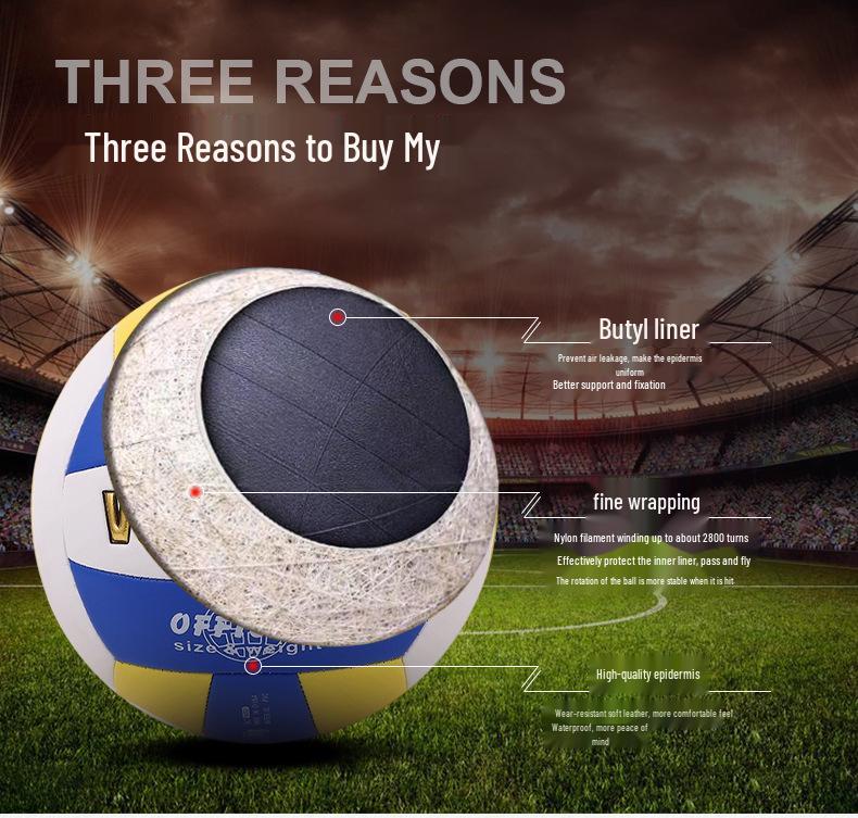 PU Leather Volleyball for Students: Size 5, Soft Cover for Competition & Training