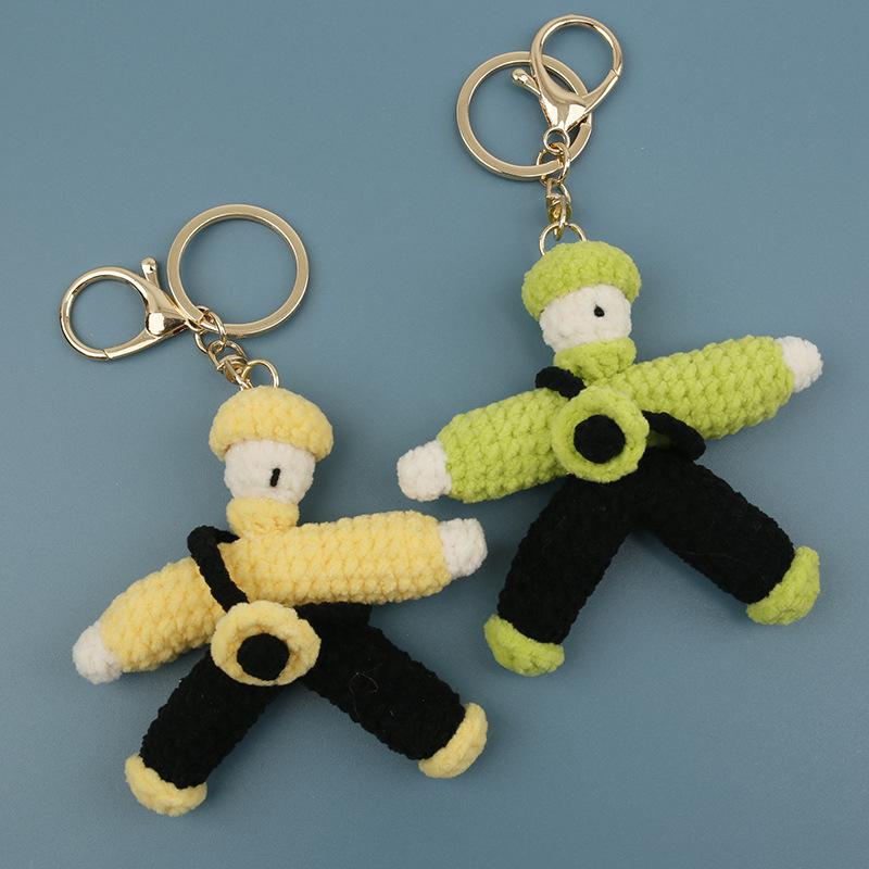 Funny Character Doll Keychain Handmaking Crochet Keychain For Couple Gifts Keyrings Cute Knitted Doll For Couple Keyrings Custom