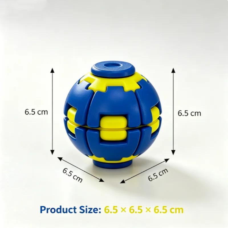 Press To Spin Fidget Spinning Ball Toy, 3D Puzzle Stress Relief Ball, Portable Anti-Anxiety Sensory Fidget Toy Small Gifts